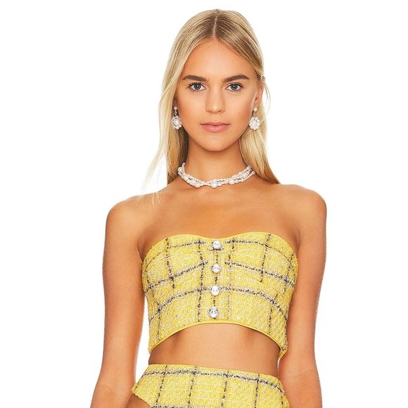 Assignment NWT Cady Yellow Plaid Crop Top size XXS Revolve - Picture 1 of 9